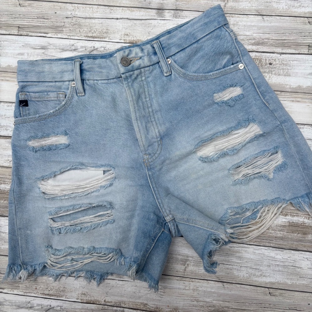 KanCan Denim Shorts 5/26 Light Blue Distressed Button Fly Light Wash Daisy Dukes